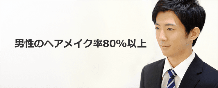 男性のヘアメイク率80%以上